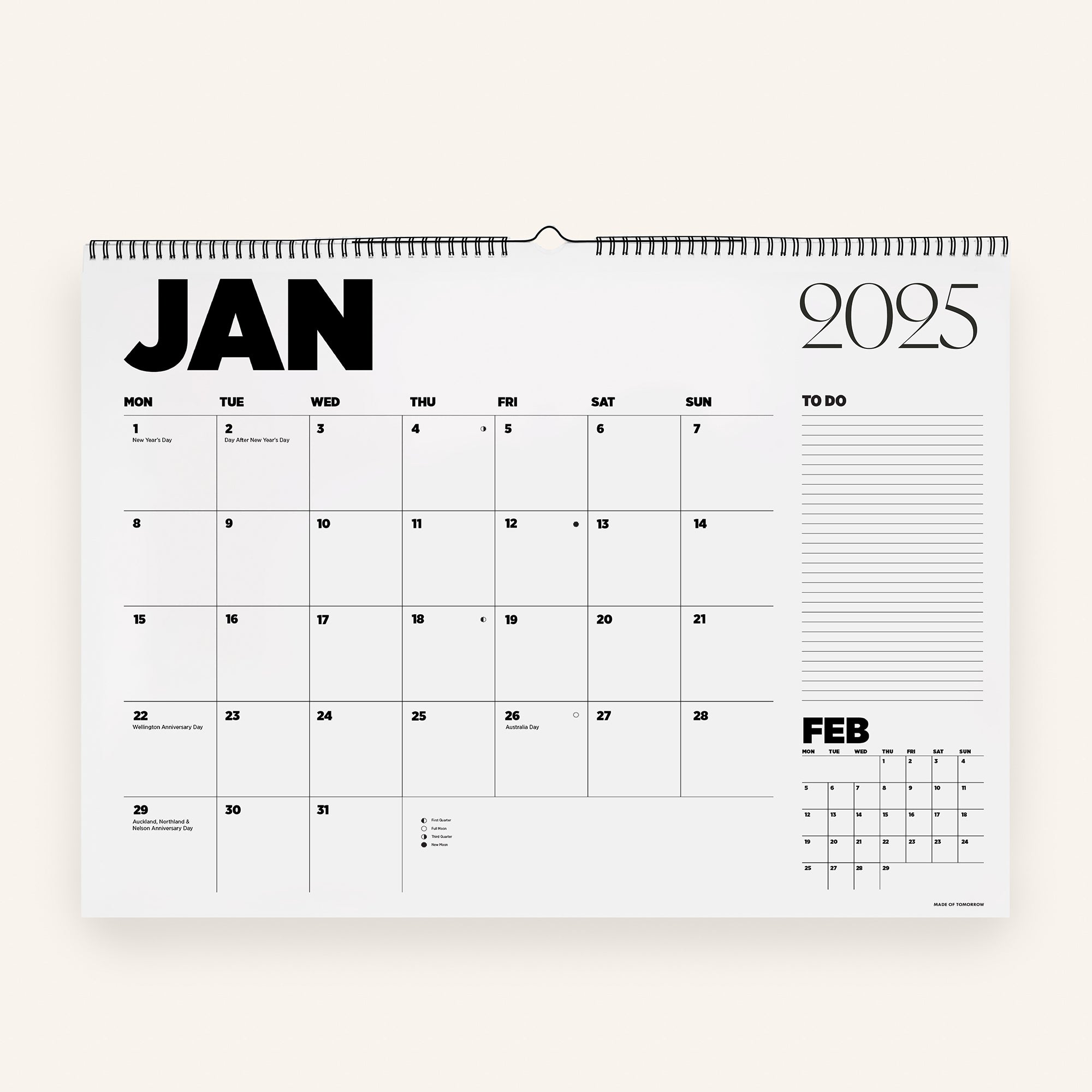 2025 Monthly Wall Planner