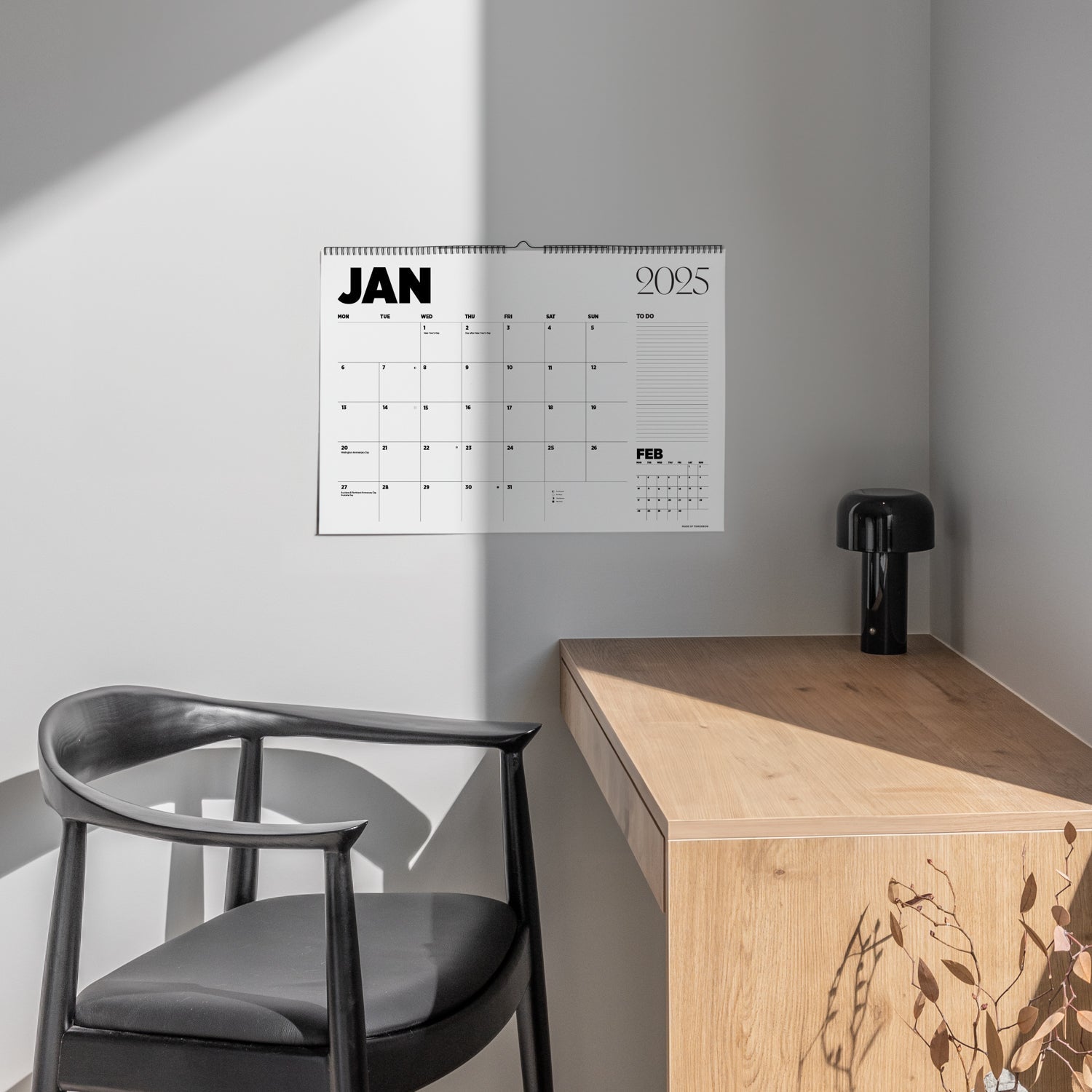 2025 Monthly Wall Planner • Sample